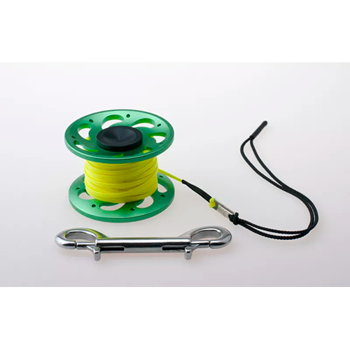 riff-reel-15-m-alu-grun-flachschnur-gelb