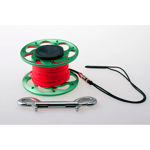 riff-reel-15-m-alu-grun-flachschnur-rot